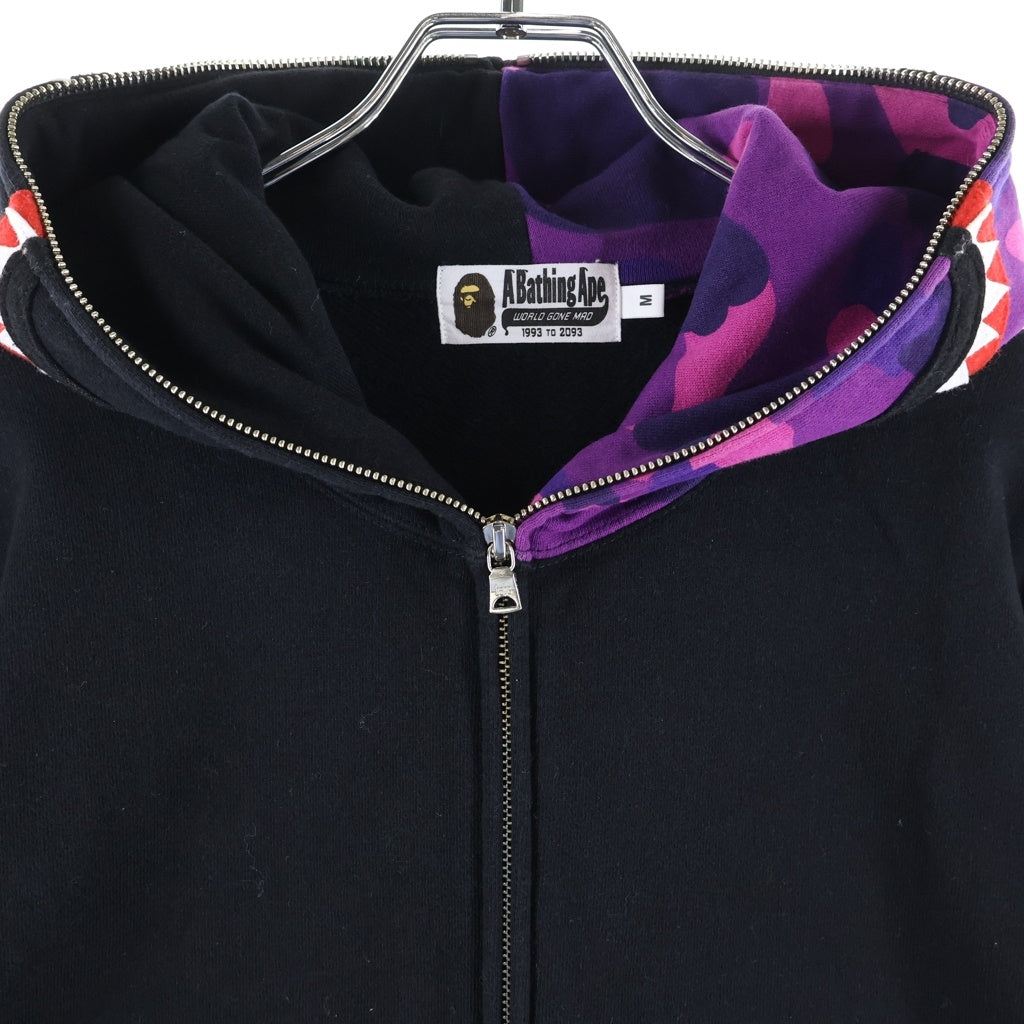 A BATHING APE(アベイシングエイプ) COLOR CAMO SHARK FULL ZIP HOODIE カラーカモ シャーク フルジップアップ フーデッド スウェット パーカー ブラック/パープル 001ZPJ801010M