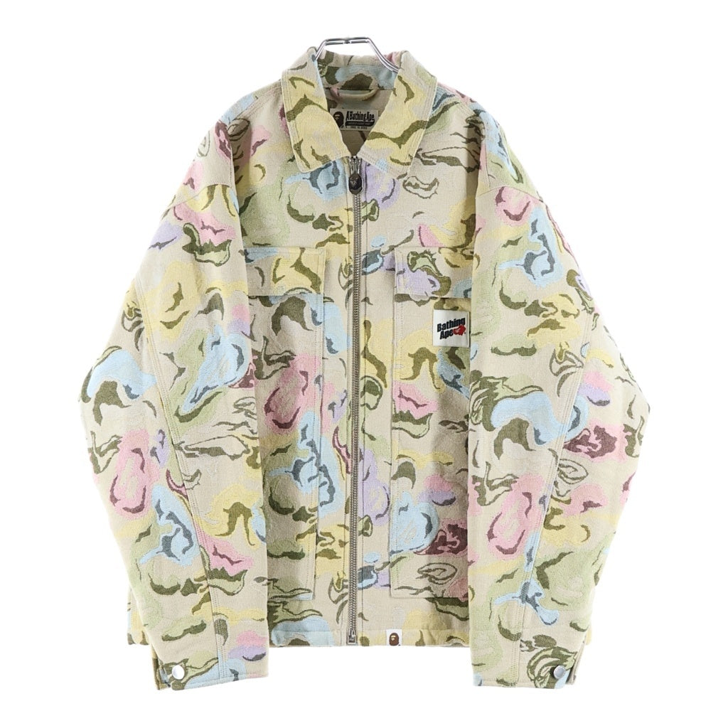 A BATHING APE(アベイシングエイプ) BAPE ART CAMO GOBELIN WORK JACKET ベイプ アート カモ ゴブラン ワーク ジャケット ベージュ 001HJJ801055I