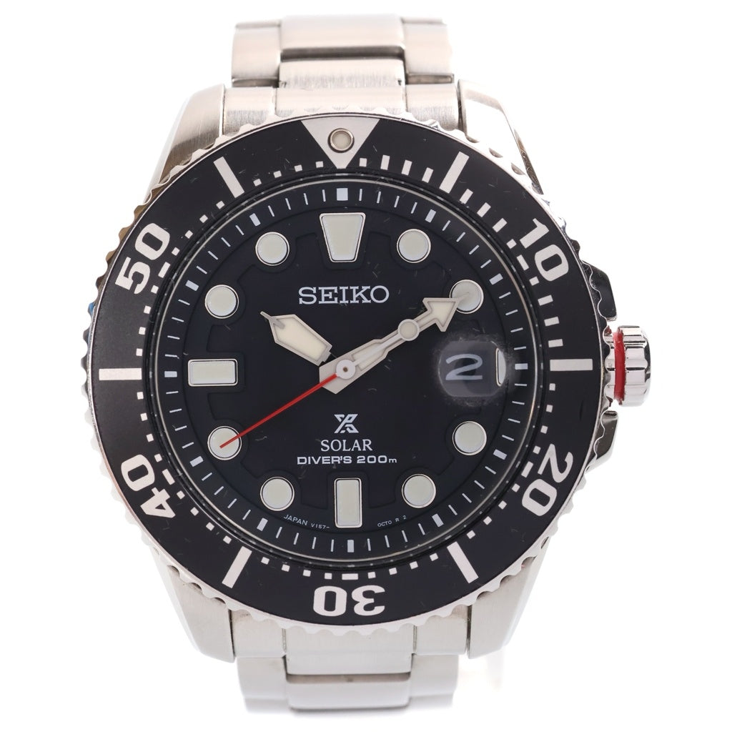 SEIKO(セイコー) PROSPEX プロスペックス ソーラー クウォーツ式 ブラック文字盤 腕時計 シルバー V157-0BT0