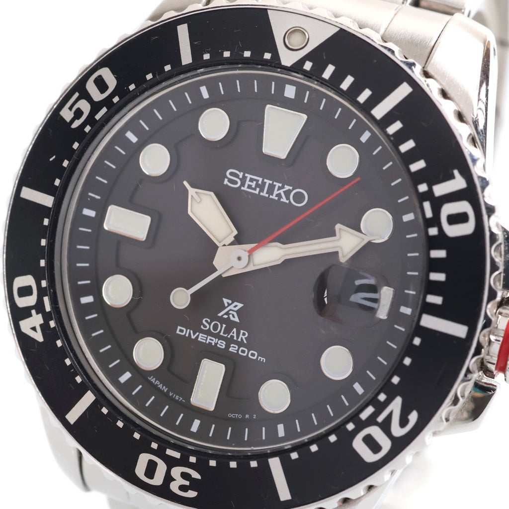 SEIKO(セイコー) PROSPEX プロスペックス ソーラー クウォーツ式 ブラック文字盤 腕時計 シルバー V157-0BT0