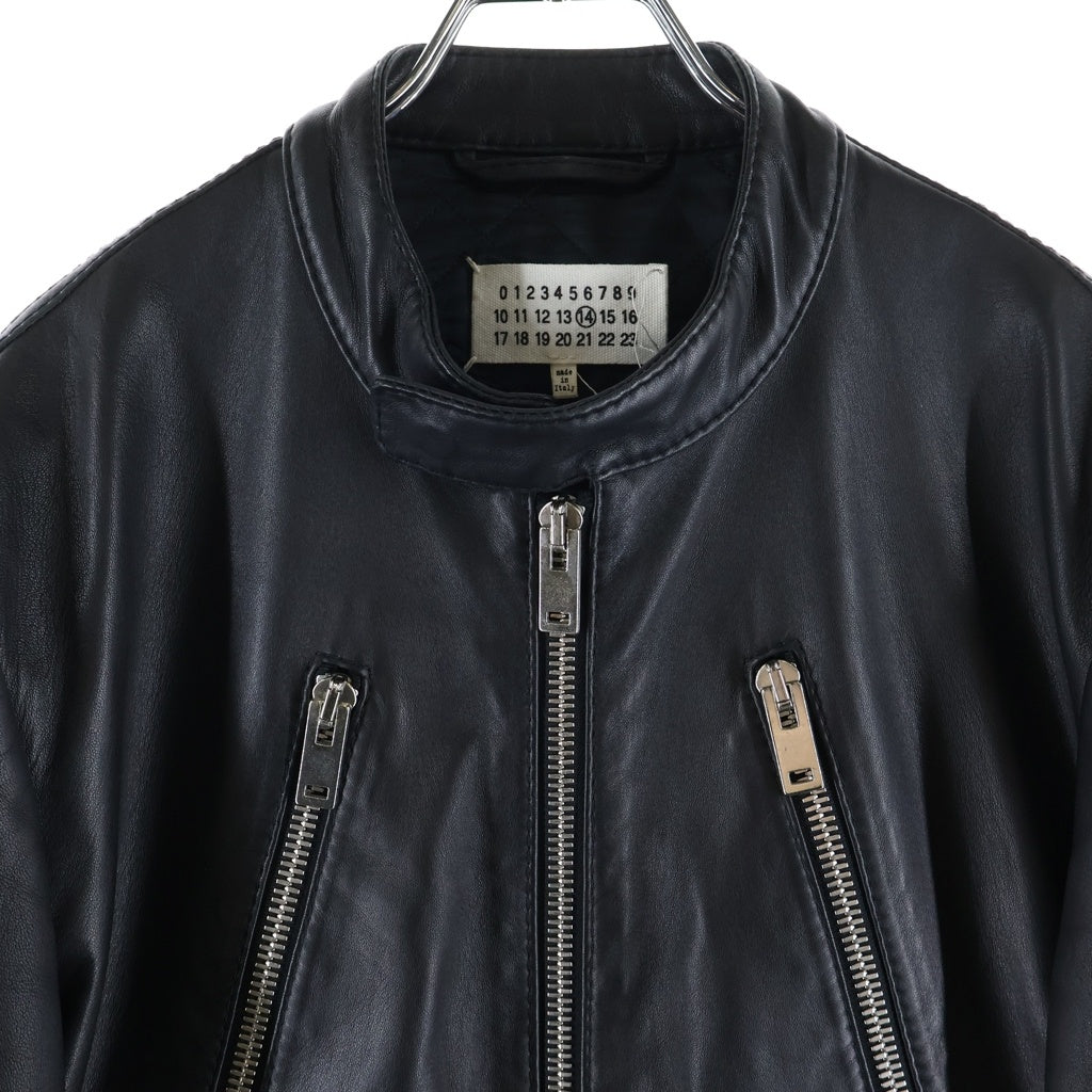 Maison Margiela(メゾンマルジェラ) 15SS 5ZIP 八の字 ラムレザー シングルライダースジャケット ブラック S50AM0217