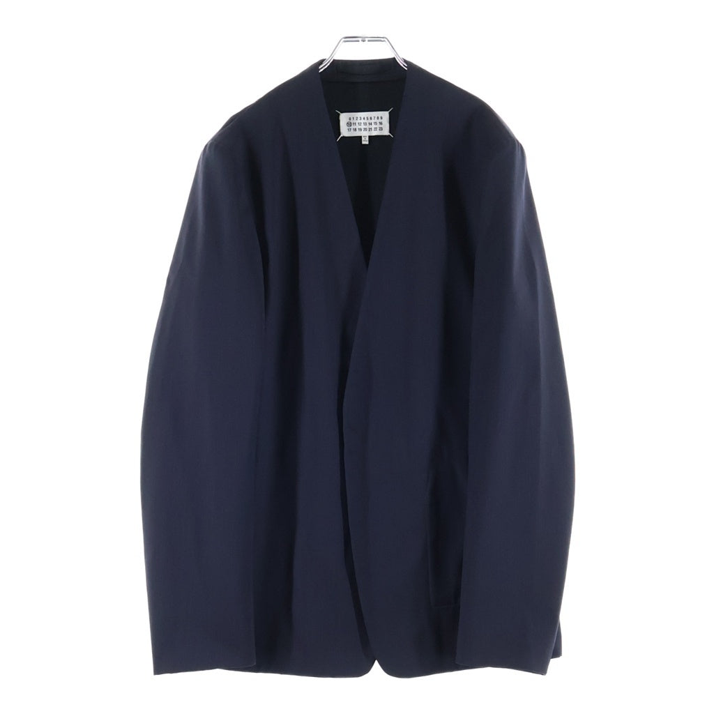 Maison Margiela(メゾンマルジェラ) 20SS ウール ストライプ ノーカラージャケット ネイビー S50BN0435