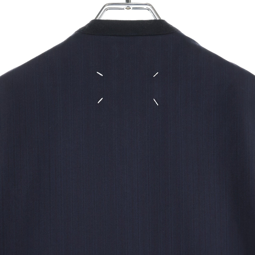 Maison Margiela(メゾンマルジェラ) 20SS ウール ストライプ ノーカラージャケット ネイビー S50BN0435