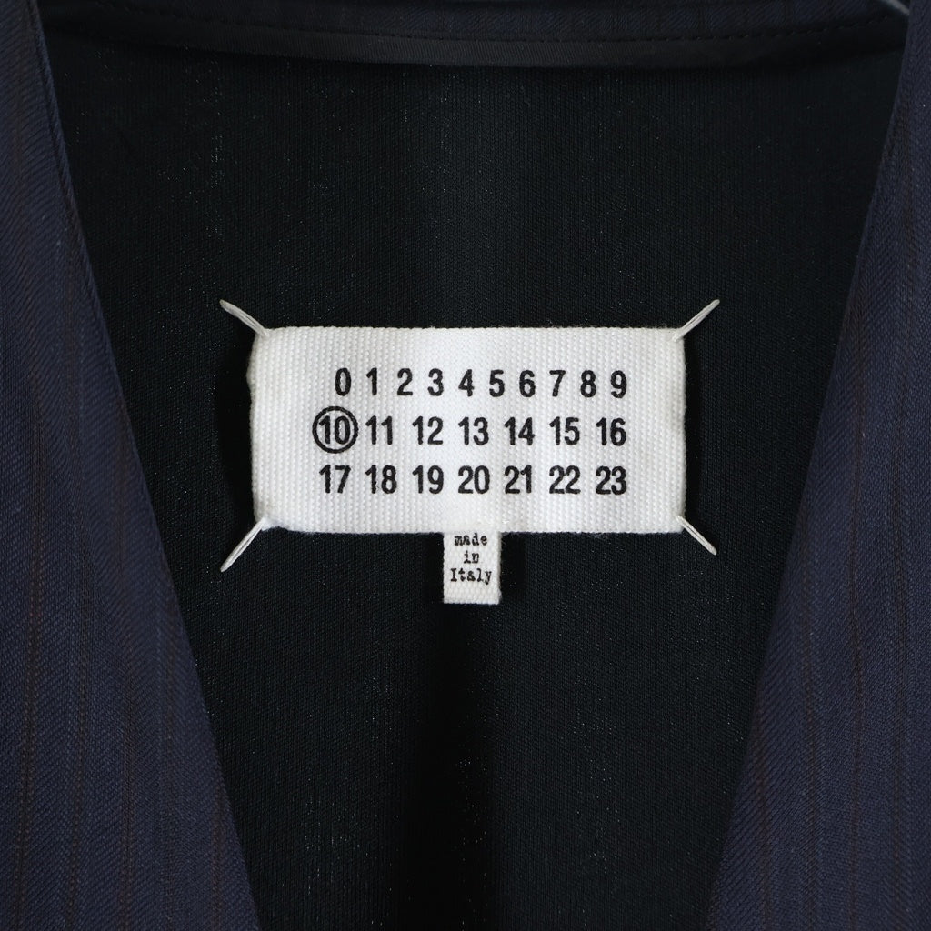 Maison Margiela(メゾンマルジェラ) 20SS ウール ストライプ ノーカラージャケット ネイビー S50BN0435