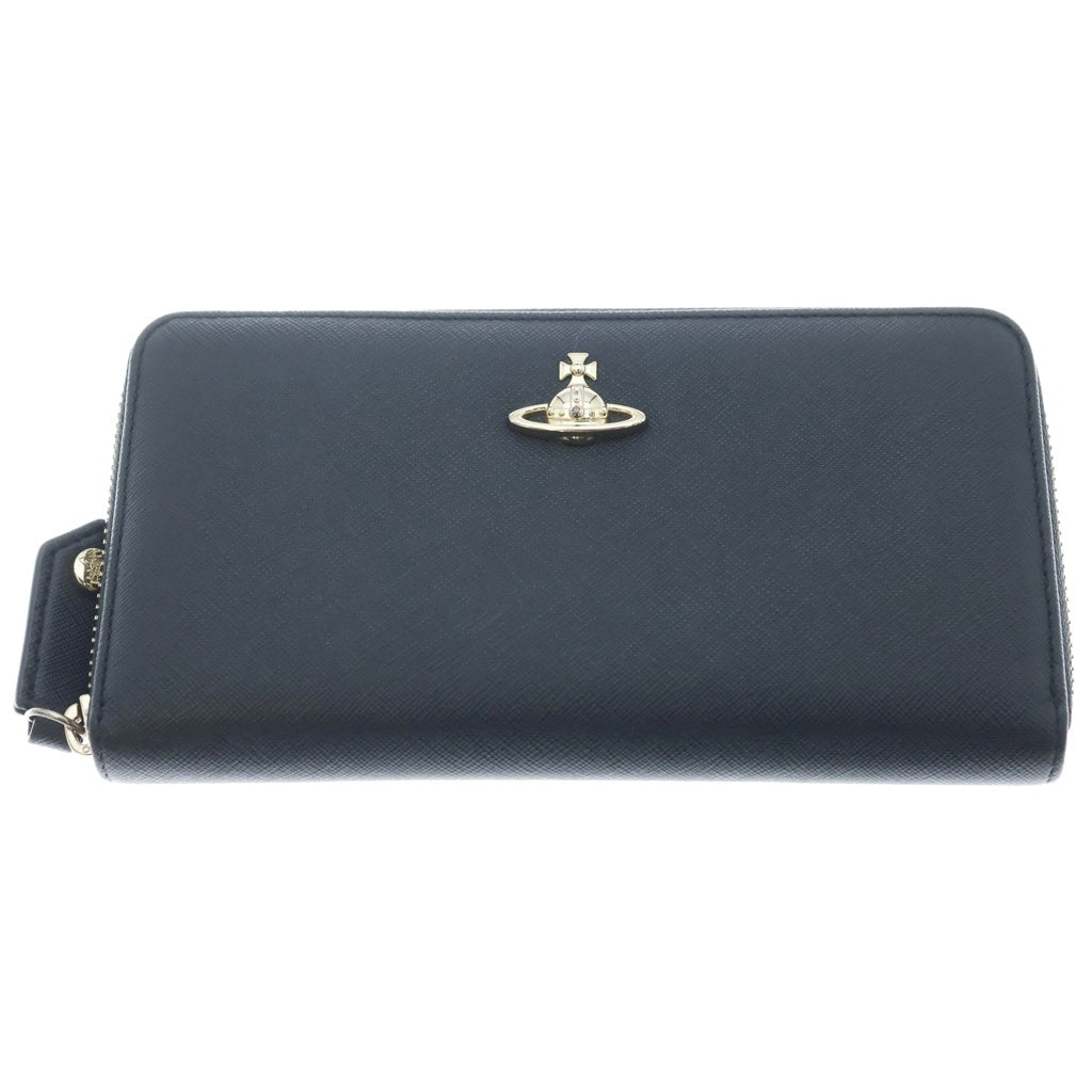 Vivienne Westwood(ヴィヴィアンウエストウッド) サフィアーノレザー オーブ ラウンドジップ ロングウォレット 長財布 ブラック