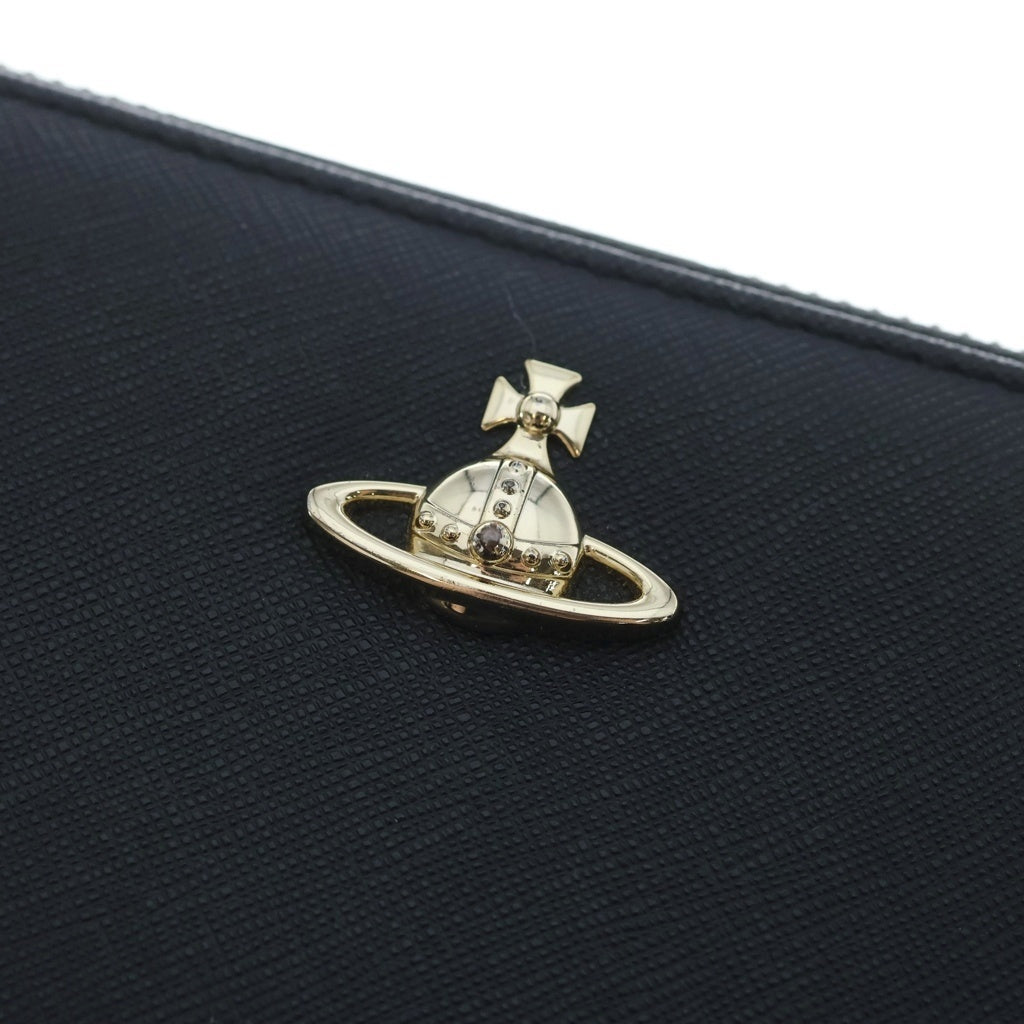 Vivienne Westwood(ヴィヴィアンウエストウッド) サフィアーノレザー オーブ ラウンドジップ ロングウォレット 長財布 ブラック