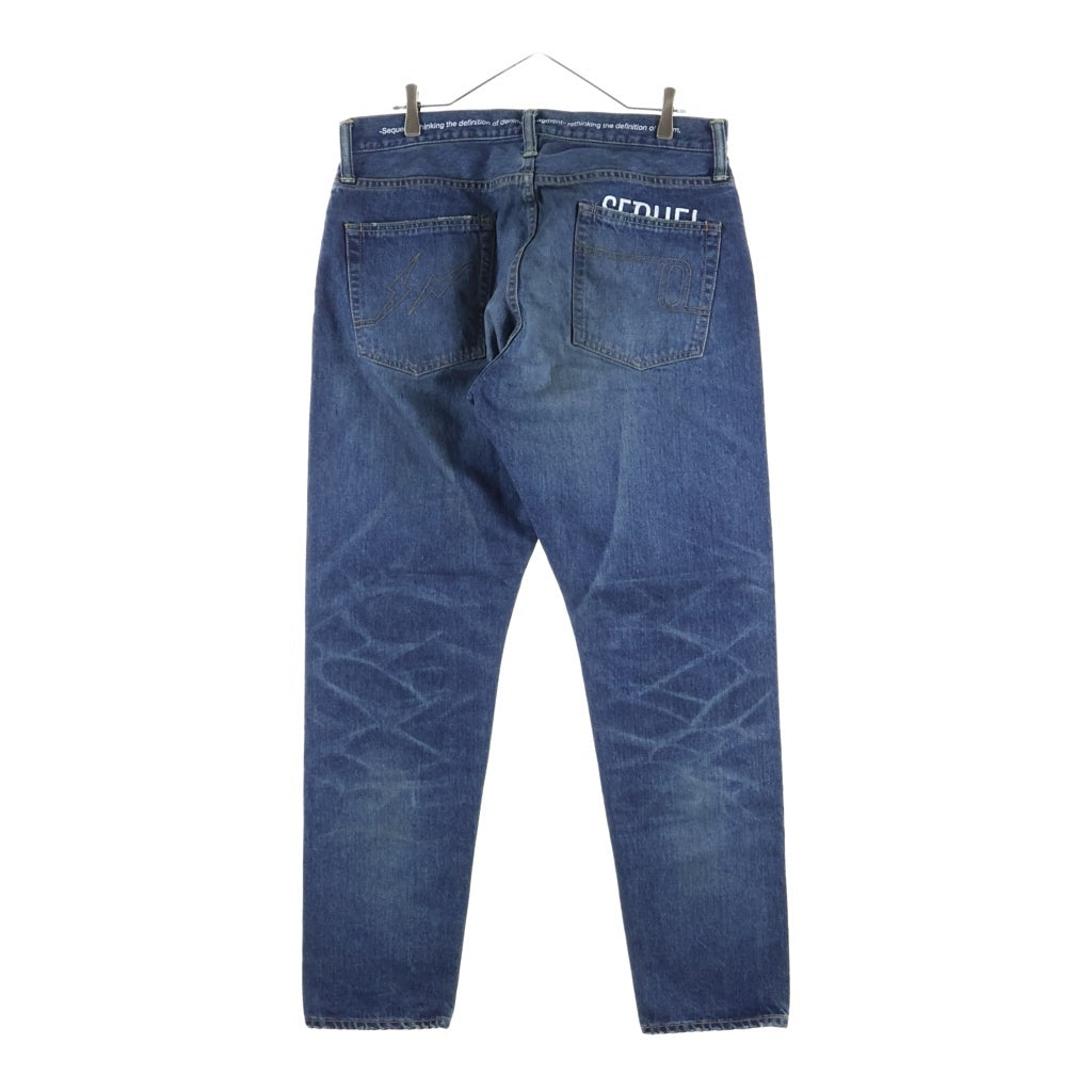 SEQUEL(シークエル) 25AW ×FRAGMENT DENIM PANTS フラグメント ユーズド加工 ジップフライ デニムパンツ インディゴ SQ-25AW-PT-09