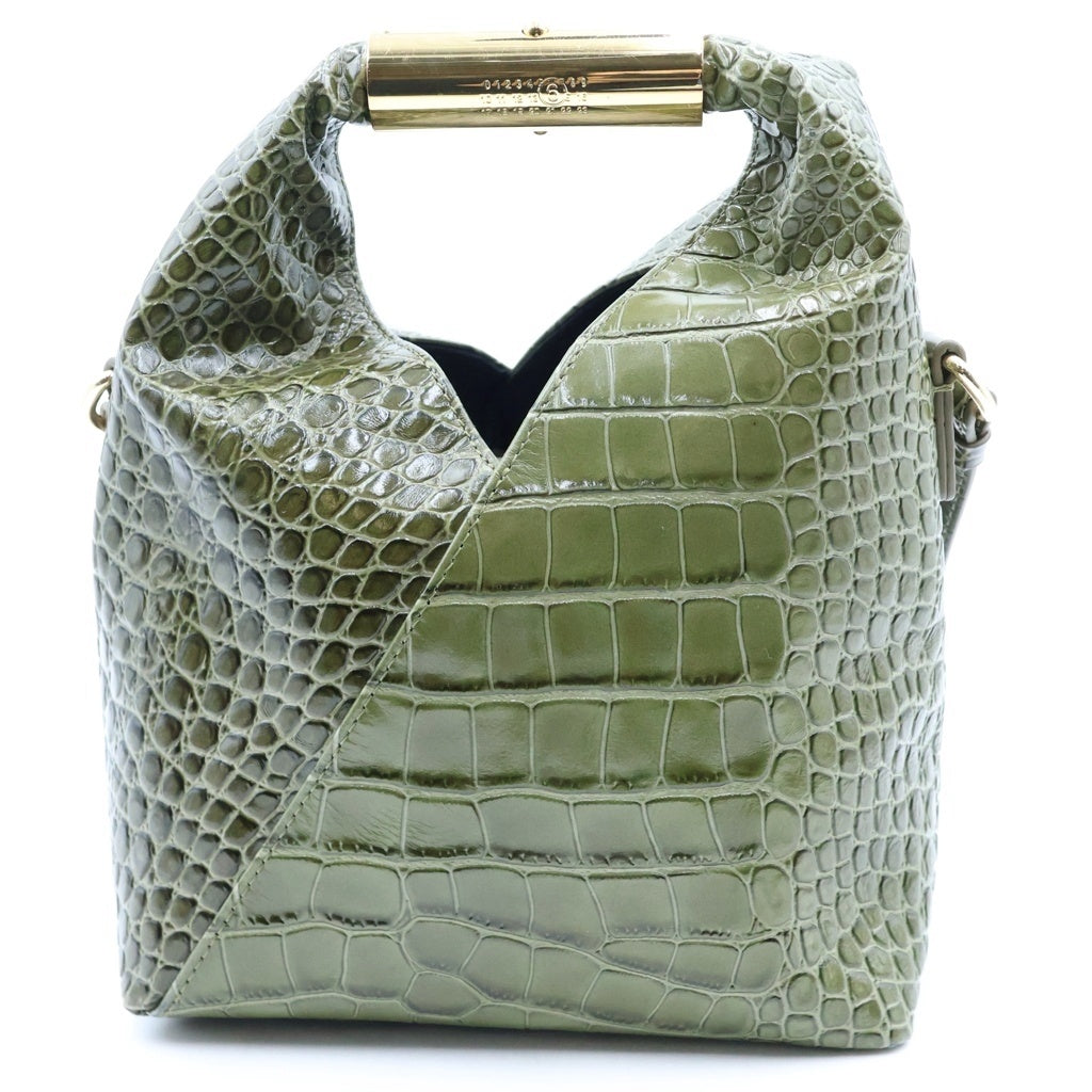 MM6 Maison Margiela(エムエムシックスメゾンマルジェラ) New Japanese Crossbody Bag ニュージャパニーズ クロコ型押し レザークロスボディバッグ グリーン SB6WD0042 レディース