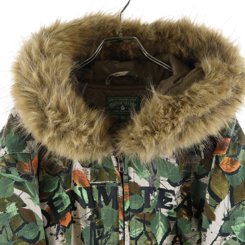 DENIM TEARS(デニムティアーズ) 26SS CAMO WORK JACKET カモ柄 ファーフーデッドワークジャケット カーキ SS26OLJ1356