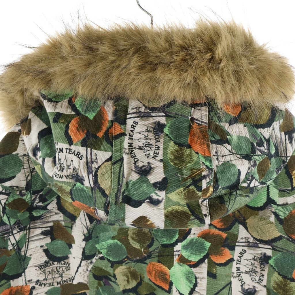 DENIM TEARS(デニムティアーズ) 26SS CAMO WORK JACKET カモ柄 ファーフーデッドワークジャケット カーキ SS26OLJ1356