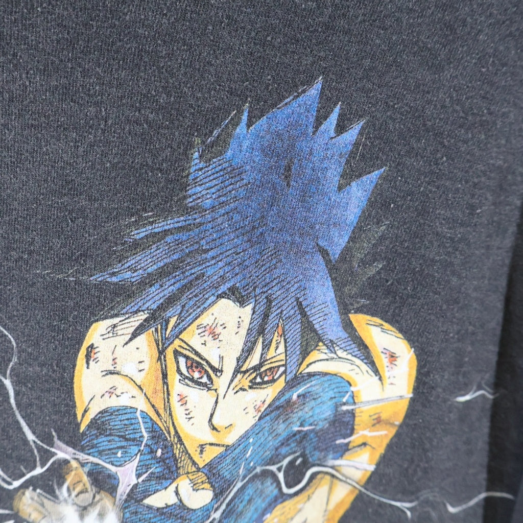 NO BRAND(ノーブランド) NARUTO BOOTREG ナルト サスケ ブートレグ 建御雷神 クルーネック半袖Tシャツ カットソー ブラック