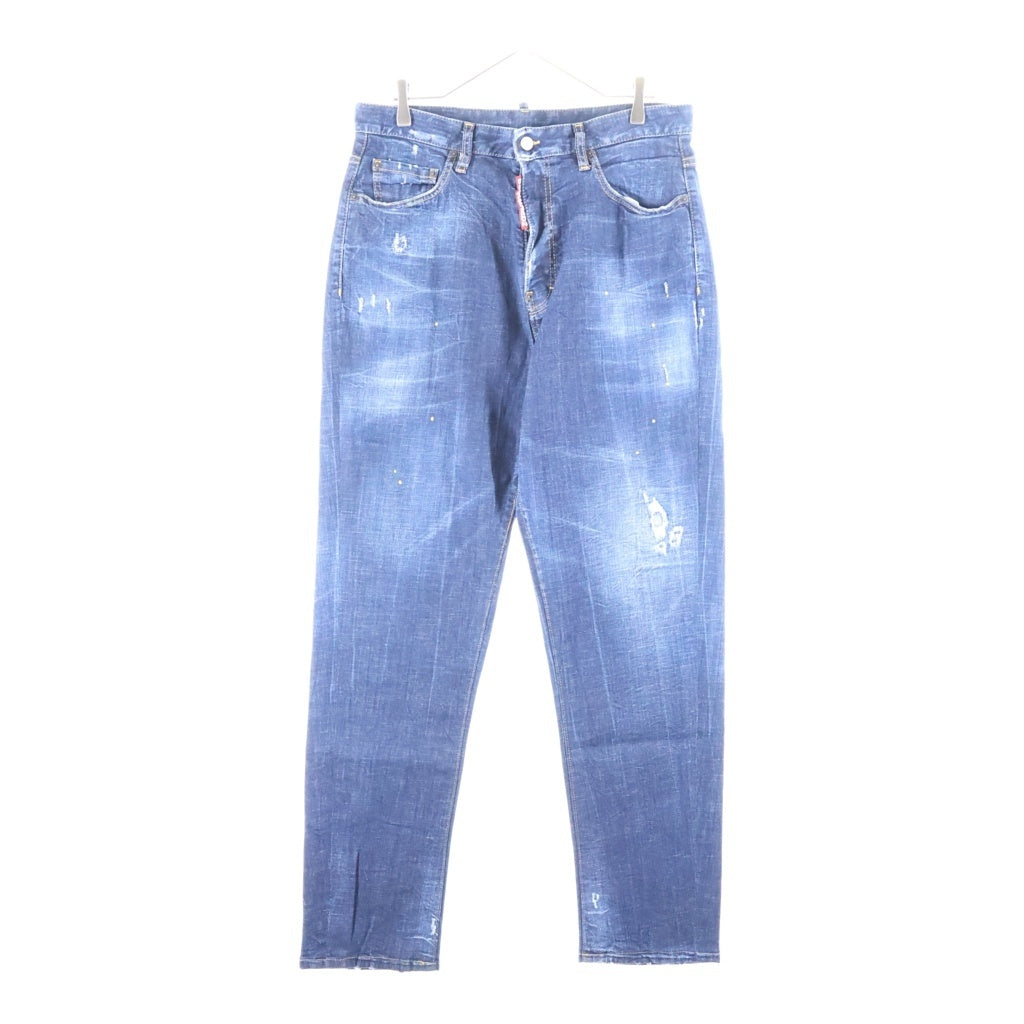 DSQUARED2(ディースクエアード) BIG BRAD JEAN ビッグブラッドジーン ペンキ加工 ユーズド加工 ボタンフライデニムパンツ インディゴ S71LB0745 S30342