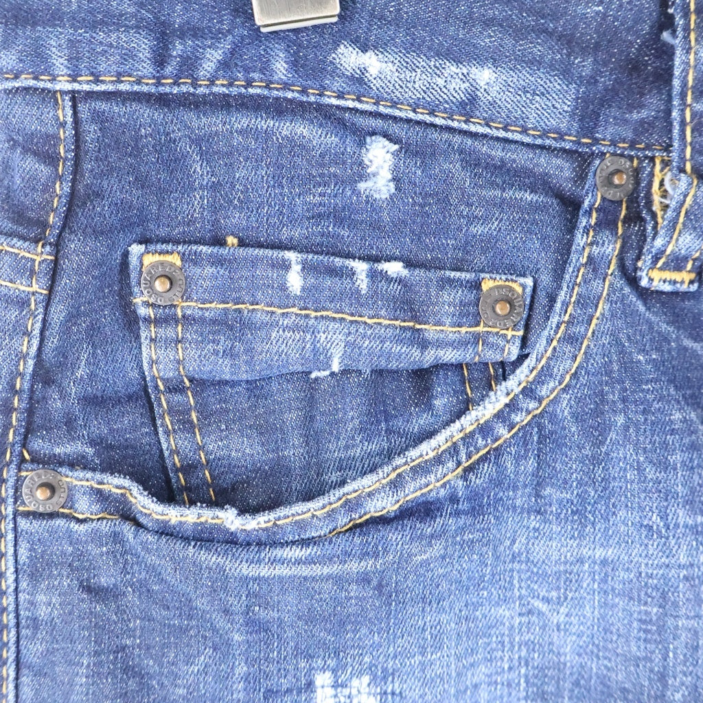 DSQUARED2(ディースクエアード) BIG BRAD JEAN ビッグブラッドジーン ペンキ加工 ユーズド加工 ボタンフライデニムパンツ インディゴ S71LB0745 S30342