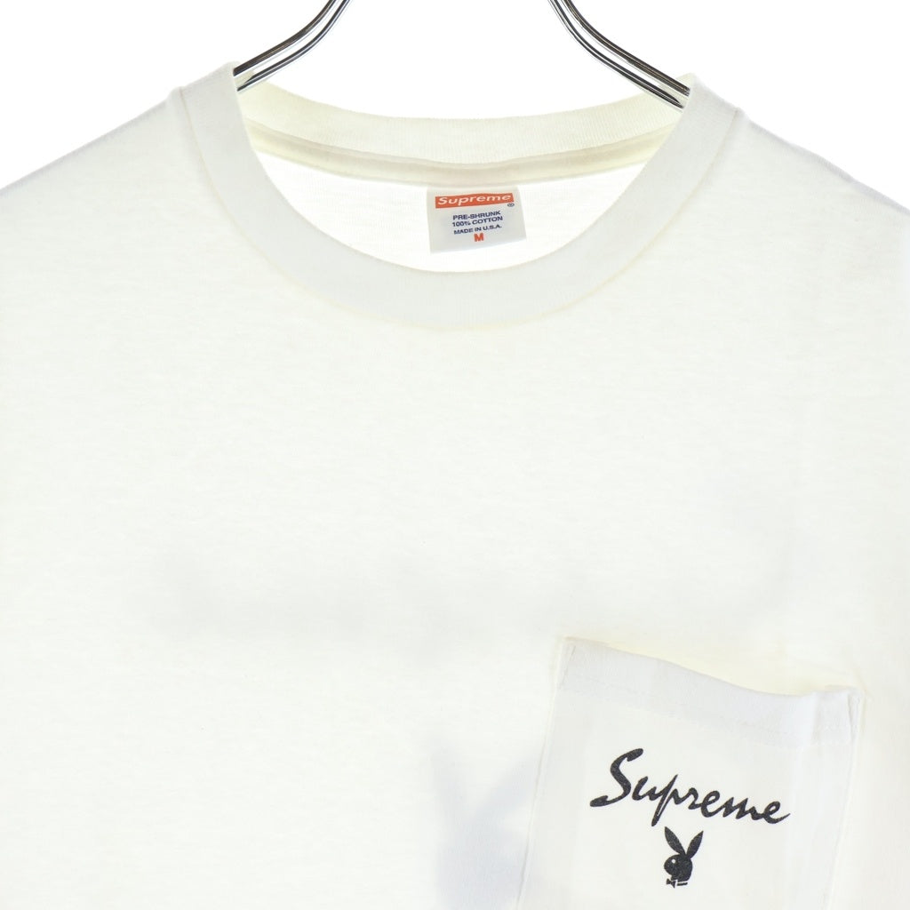 SUPREME(シュプリーム) 11SS ×Playboy Pocket Tee プレイボーイ ロゴプリント ポケットTシャツ 半袖クルーネックカットソー ホワイト