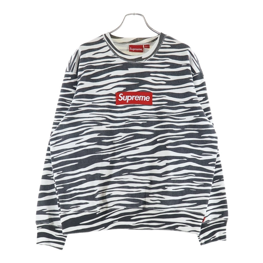 SUPREME(シュプリーム) 22AW Box Logo Crewneck Zebra ゼブラ柄 ボックスロゴ クルーネックスウェットトレーナー ブラック/ホワイト