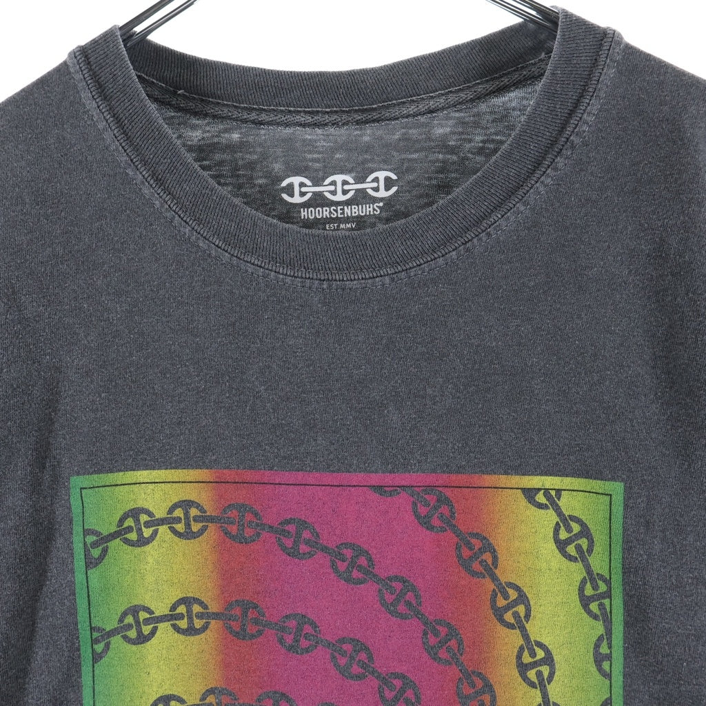 HOORSENBUHS(ホーセンブース) UNDER R TEE アンダーアール ウォッシュ加工 フロントプリントTシャツ 半袖クルーネックカットソー グレー 3920900370