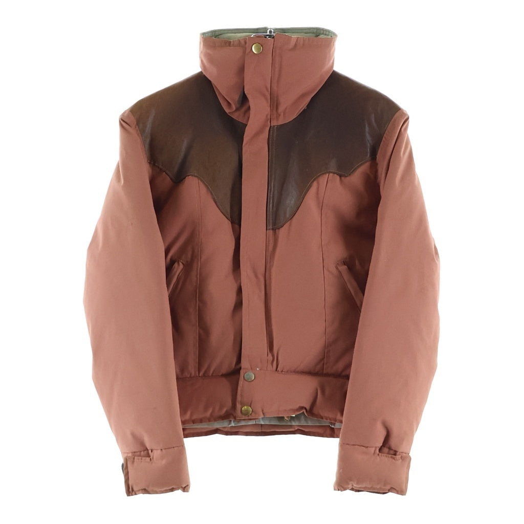 ROCKY MOUNTAIN(ロッキーマウンテン) 70S VINTAGE DOWN JACKET ヴィンテージ ヨークレザー切替 ジップアップダウンジャケット レディース レッド/ブラウン