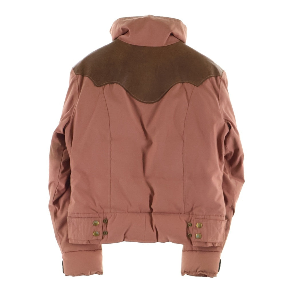 ROCKY MOUNTAIN(ロッキーマウンテン) 70S VINTAGE DOWN JACKET ヴィンテージ ヨークレザー切替 ジップアップダウンジャケット レディース レッド/ブラウン