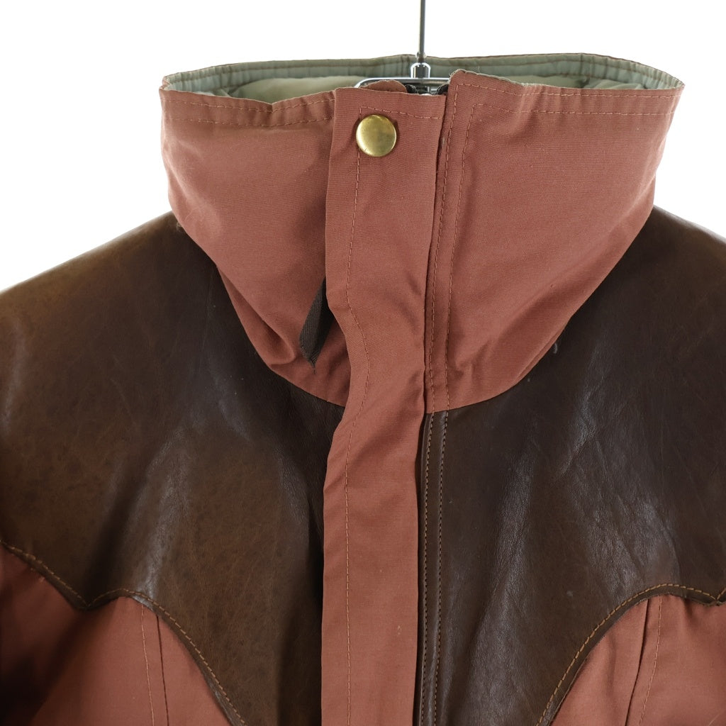 ROCKY MOUNTAIN(ロッキーマウンテン) 70S VINTAGE DOWN JACKET ヴィンテージ ヨークレザー切替 ジップアップダウンジャケット レディース レッド/ブラウン