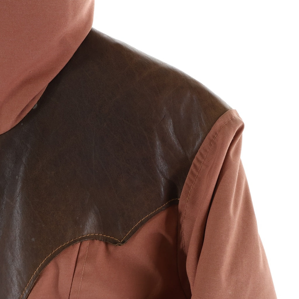 ROCKY MOUNTAIN(ロッキーマウンテン) 70S VINTAGE DOWN JACKET ヴィンテージ ヨークレザー切替 ジップアップダウンジャケット レディース レッド/ブラウン