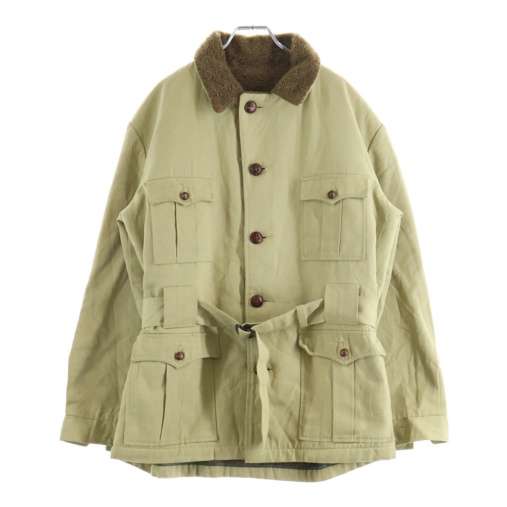 VINTAGE(ヴィンテージ) 60-70S VINTAGE H.I.S.SPORTSWEAR SAFARI JACKET ヴィンテージ 裏地ボア レザーエルボーパッチ クルミボタン サファリジャケット ベージュ/ブラウン レディース