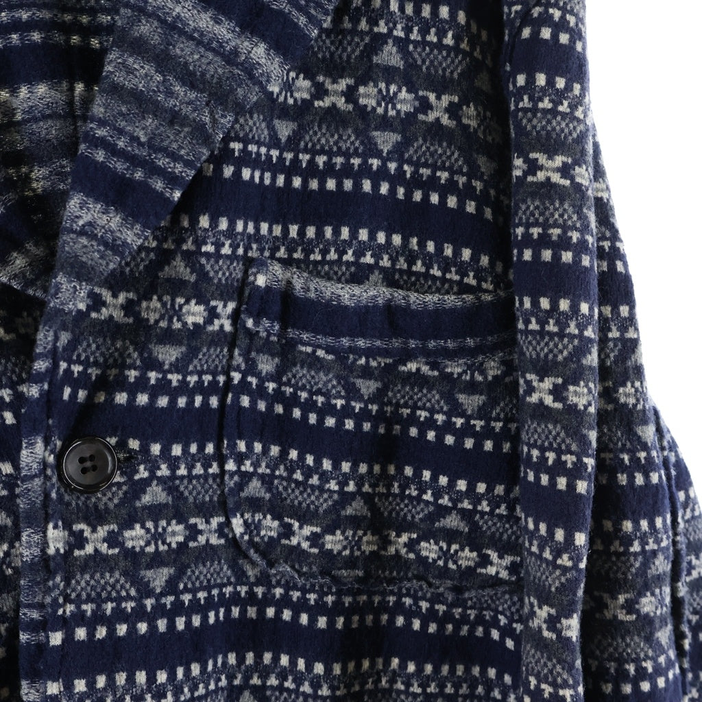 COMME des GARCONS HOMME(コムデギャルソンオム) 02AW AD2002 田中オム期 幾何学柄 ウールテーラードジャケット ネイビー/グレー HH-J019