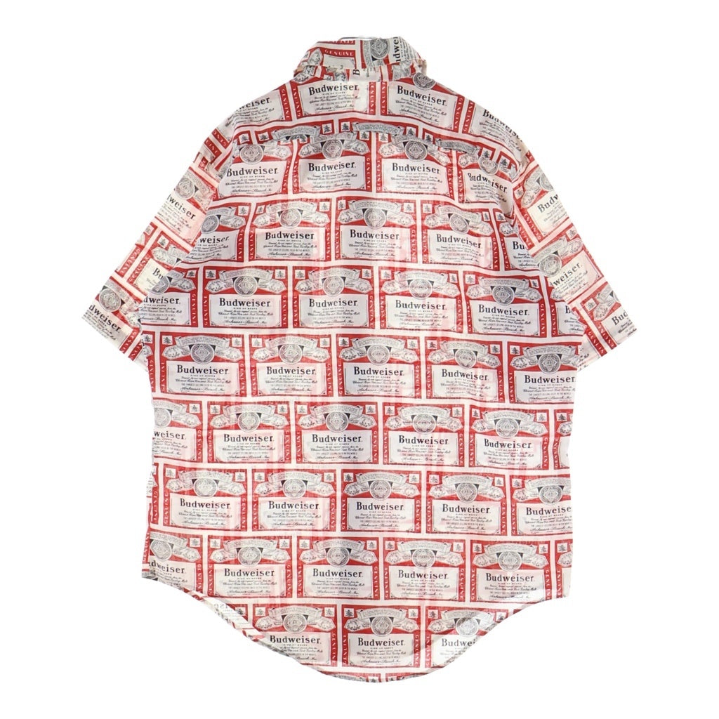 VINTAGE(ヴィンテージ) 70S VINTAGE BUDWEISER S/S SHIRT ヴィンテージ バドワイザー ロゴ総柄 半袖ボタンシャツ レッド/ホワイト