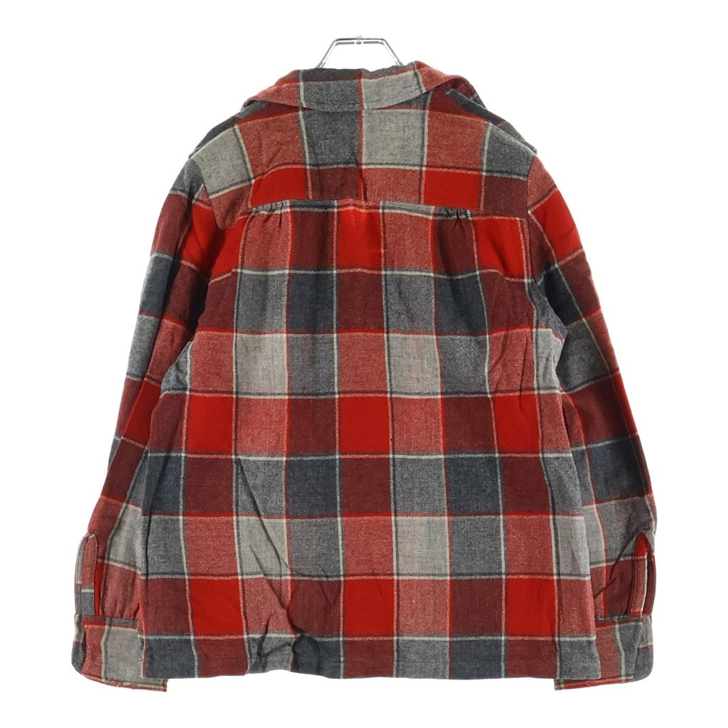 PENDLETON(ペンドルトン) 50S VINTAGE WOOL JACKET ヴィンテージ 白タグ ブロックチェック ウールボタンジャケット レディース レッド/グレー