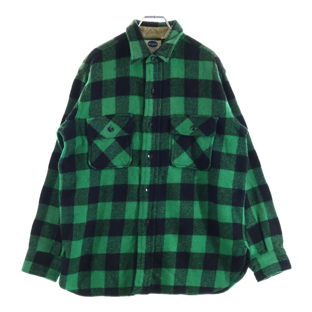 VINTAGE(ヴィンテージ) 50-60S VINTAGE PILGRIM L/S WOOL SHIRT ヴィンテージ チェック柄 長袖ウールシャツ グリーン/ブラック