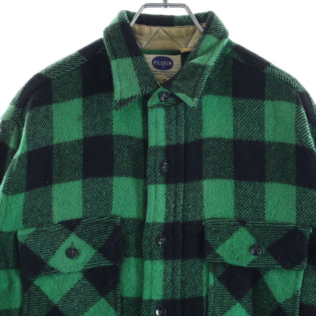 VINTAGE(ヴィンテージ) 50-60S VINTAGE PILGRIM L/S WOOL SHIRT ヴィンテージ チェック柄 長袖ウールシャツ グリーン/ブラック