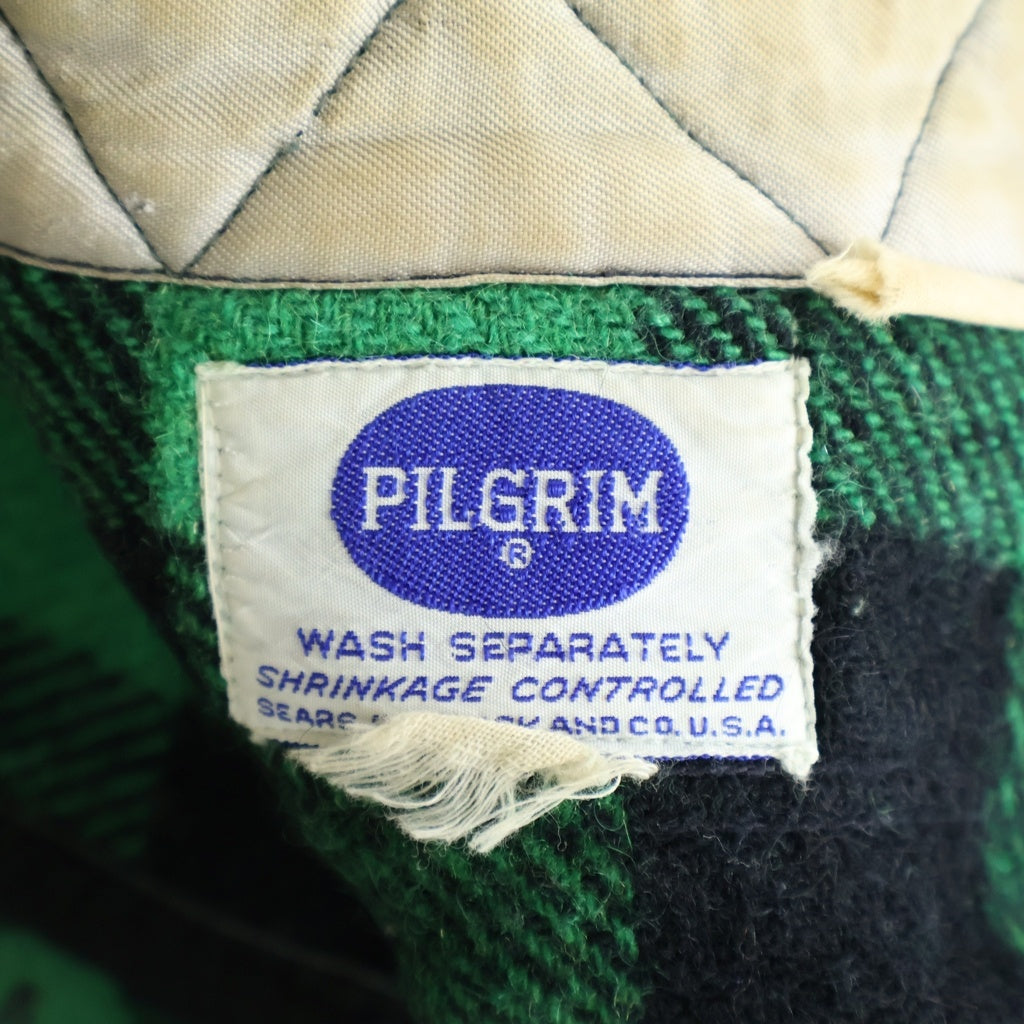 VINTAGE(ヴィンテージ) 50-60S VINTAGE PILGRIM L/S WOOL SHIRT ヴィンテージ チェック柄 長袖ウールシャツ グリーン/ブラック