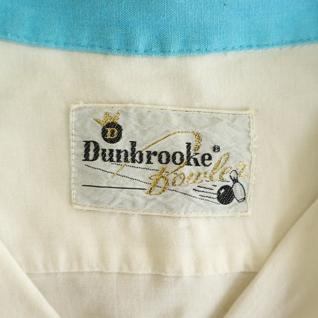 VINTAGE(ヴィンテージ) 60S VINTAGE DUNBROOKE S/S BOWLING SHIRT ヴィンテージ 両面刺繍デザイン 半袖ボーリングシャツ ホワイト/ブルー