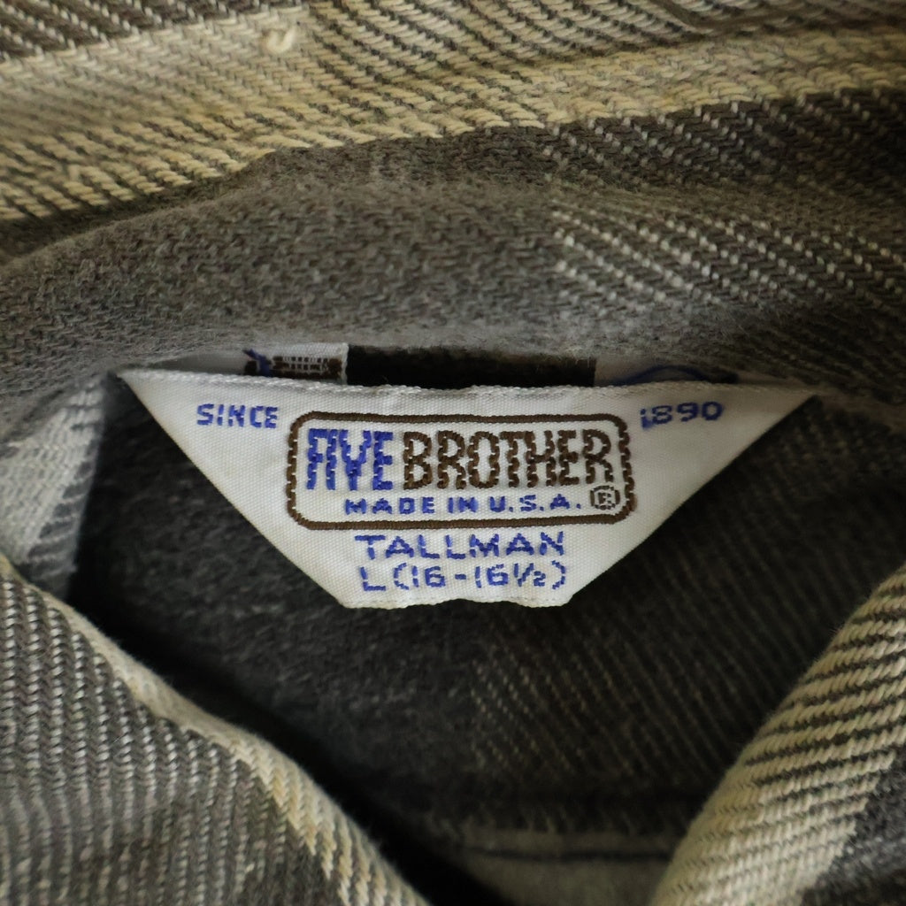 VINTAGE(ヴィンテージ) 80S VINTAGE FIVE BROTHER TALL MAN L/S HEAVY NEL-SHIRT ヴィンテージ トールマン チェック柄 長袖ヘビーネルシャツ グレー/ブラック
