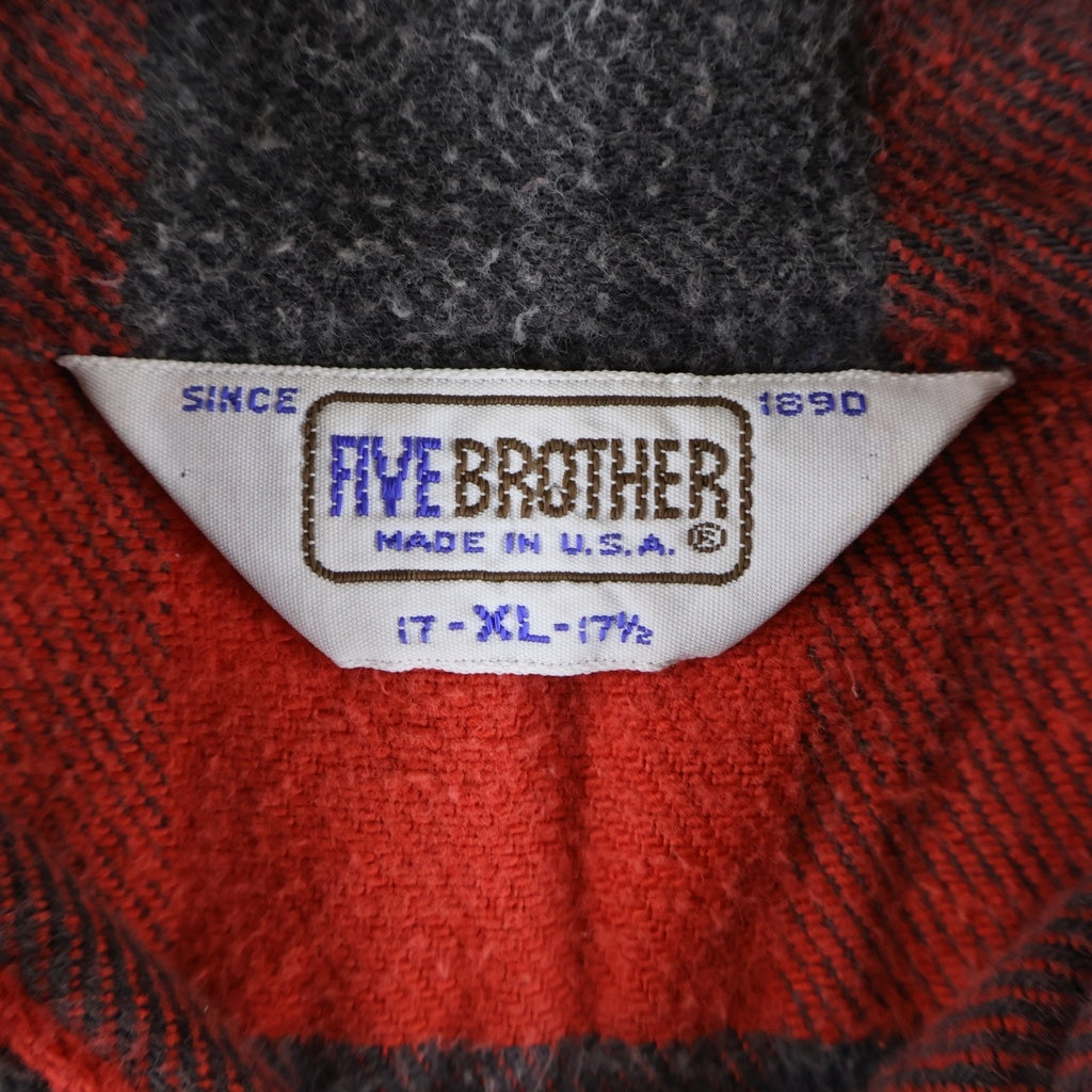 VINTAGE(ヴィンテージ) 80S VINTAGE FIVE BROTHER L/S HEAVY NEL-SHIRT ヴィンテージ チェック柄 長袖ヘビーネルシャツ レッド/ブラック