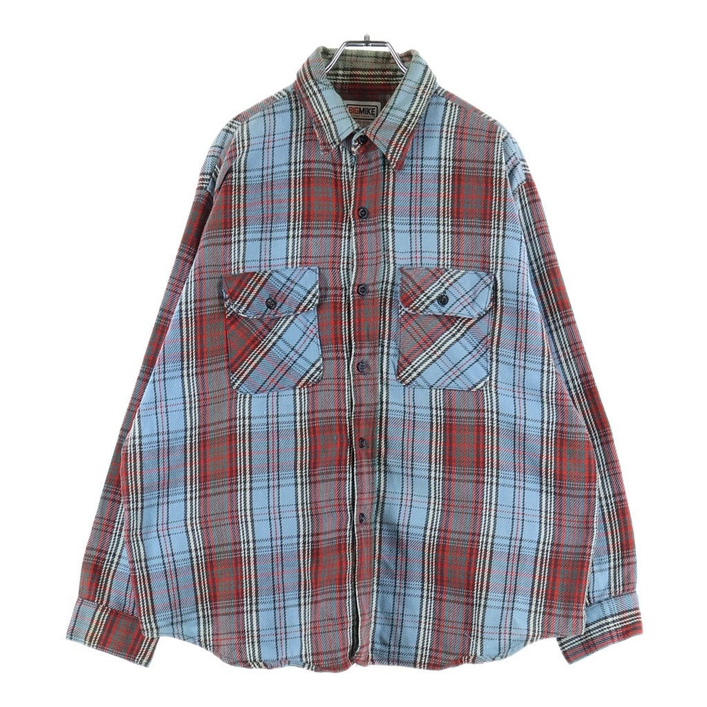 VINTAGE(ヴィンテージ) 70-80S VINTAGE BIGMIKE L/S HEAVY NEL-SHIRT ヴィンテージ ビッグマイク チェック柄 USA製 長袖ヘビーネルシャツ ブルー/レッド