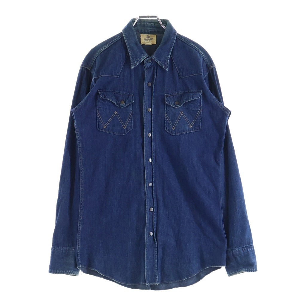Wrangler(ラングラー) 50S VINTAGE 27-MW DENIM WESTERN SHIRT ヴィンテージ 縦ベルタグ 長袖デニムウェスタンシャツ インディゴ