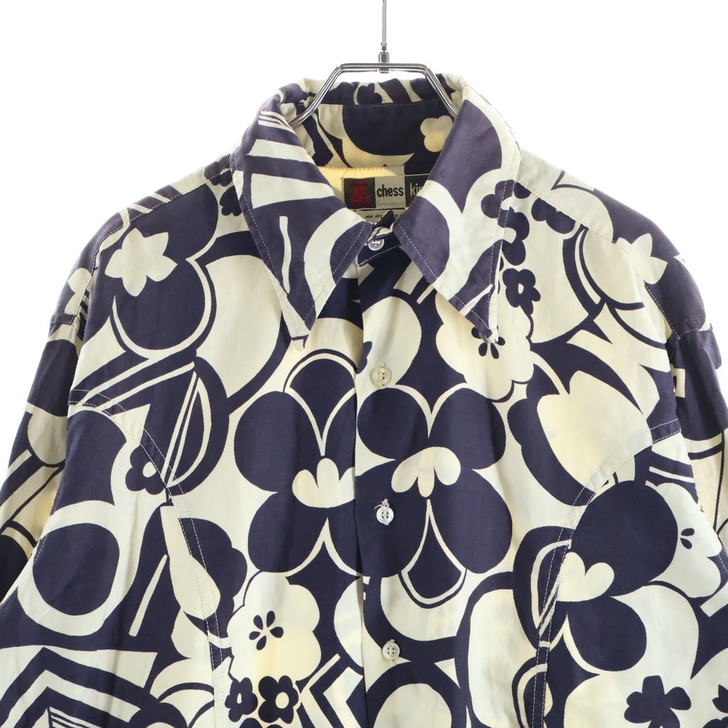 VINTAGE(ヴィンテージ) 60-70S VINTAGE CHESS KING L/S SHIRT ヴィンテージ フローラル総柄 長袖シャツ ネイビー/ホワイト