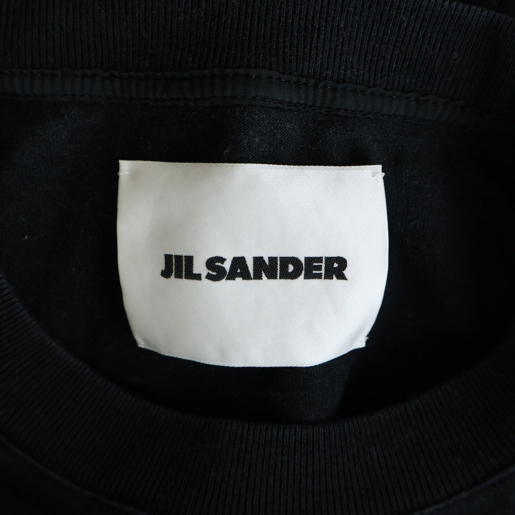JIL SANDER(ジルサンダー) フロントダブルポケット クルーネック長袖Tシャツ カットソー ブラック KKJMBW0115