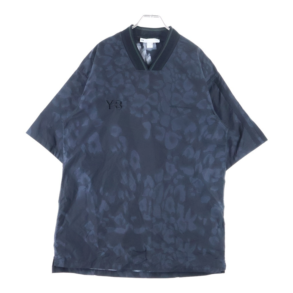 adidas(アディダス) ×Y-3 3-Stripes Short Sleeve Tee ワイスリー スリーストライプス ロゴエンブロイダリー ナイロン Vネック半袖Tシャツ カットソー ブラック HN1975 2J0001