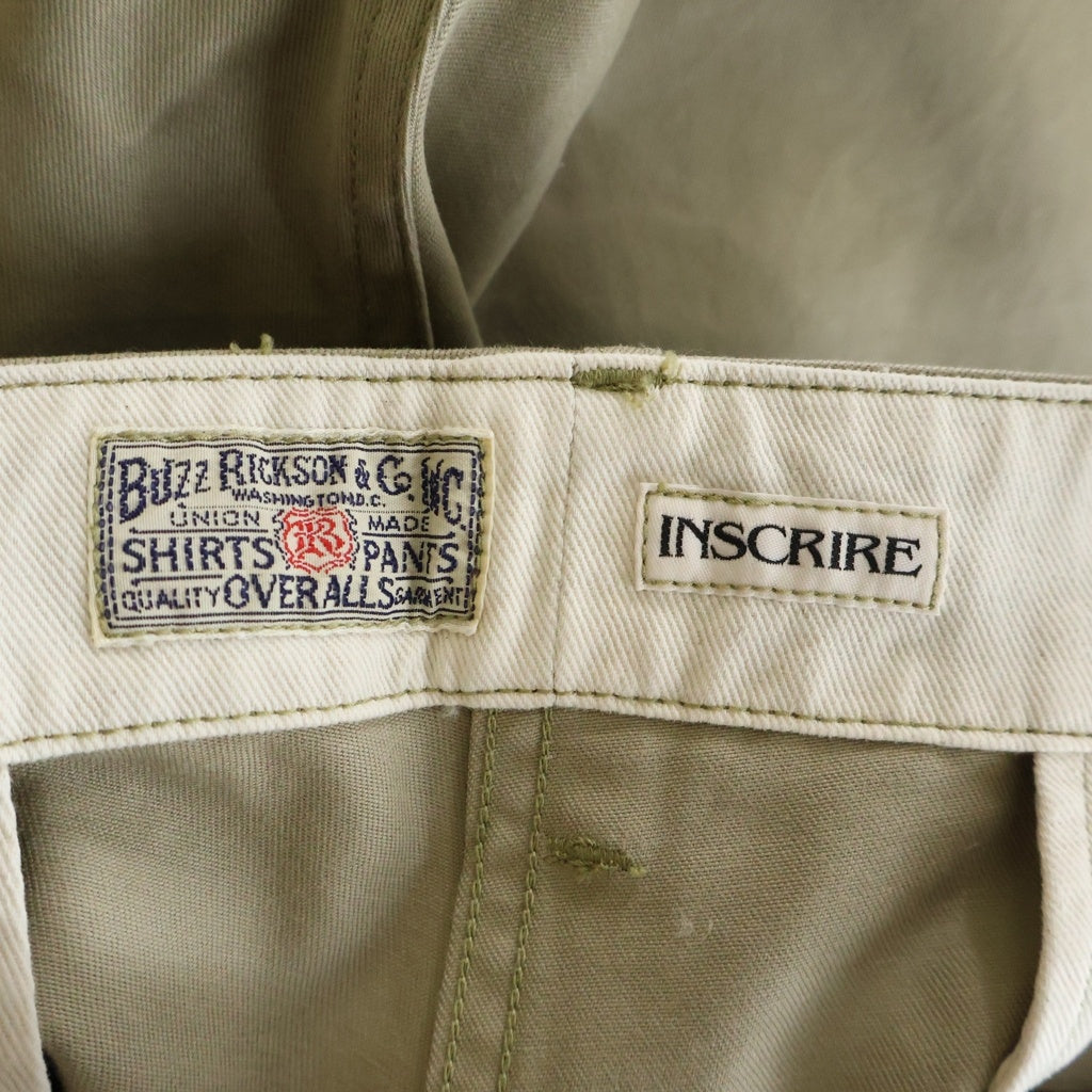 Buzz Rickson's(バズリクソンズ) ×INSCRIRE ×BEAMS アンスクリア ビームス 日本製 ボタンフライ ステンシルチノパンツ ベージュ 11-23-0283-086