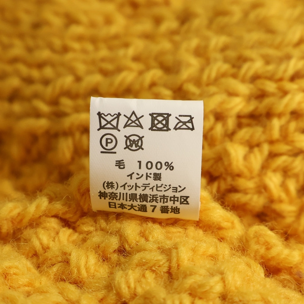 INVERALLAN(インバーアラン) ウール クルーネック ケーブルニット セーター イエロー