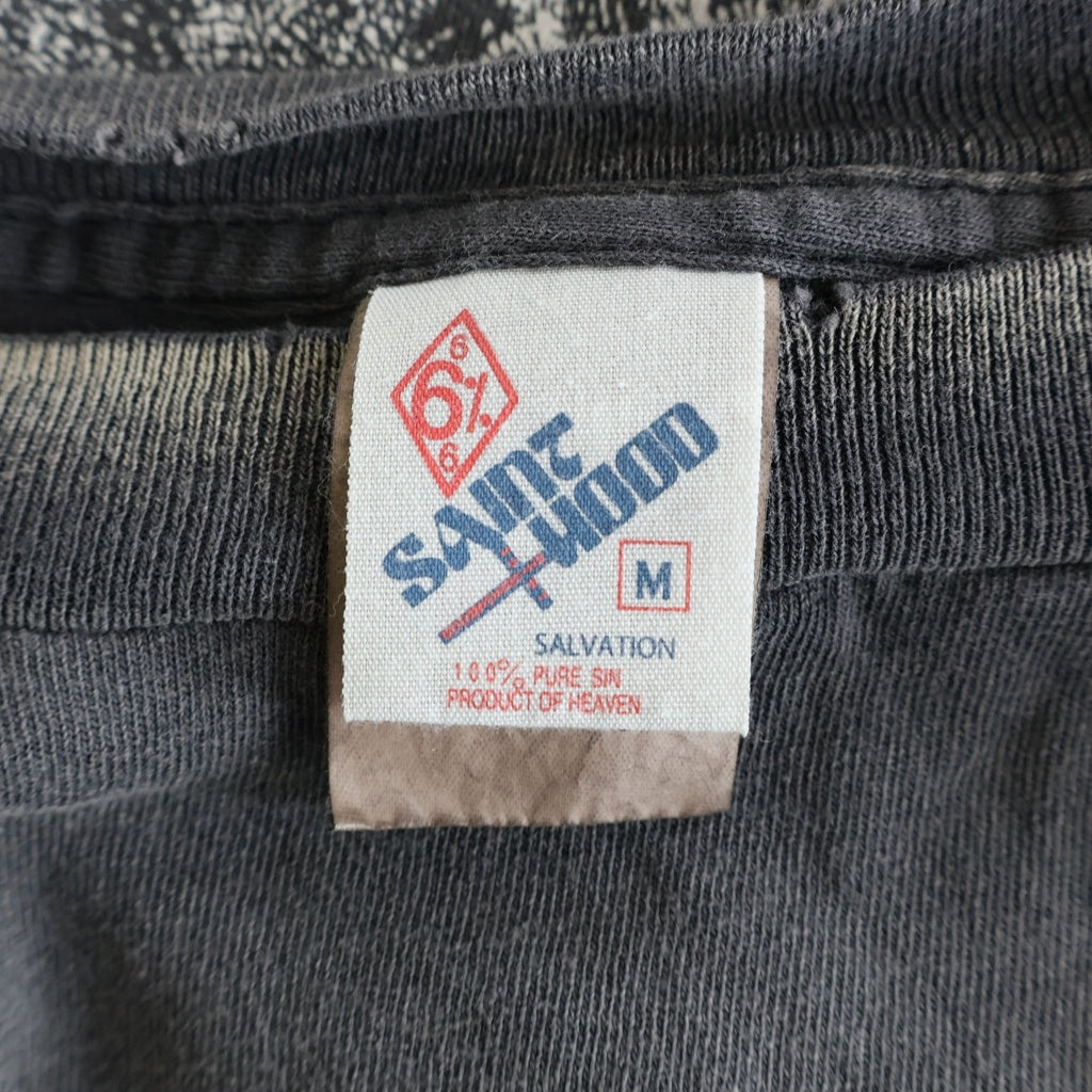 SAINT MICHAEL(セントマイケル) 25SS ×NEIGHBORHOOD STHD. SS TEE FEARLESS ネイバーフッド フィアレス ヴィンテージ加工 クルーネック半袖Tシャツ カットソー ブラック SM-HR8-0000-C70