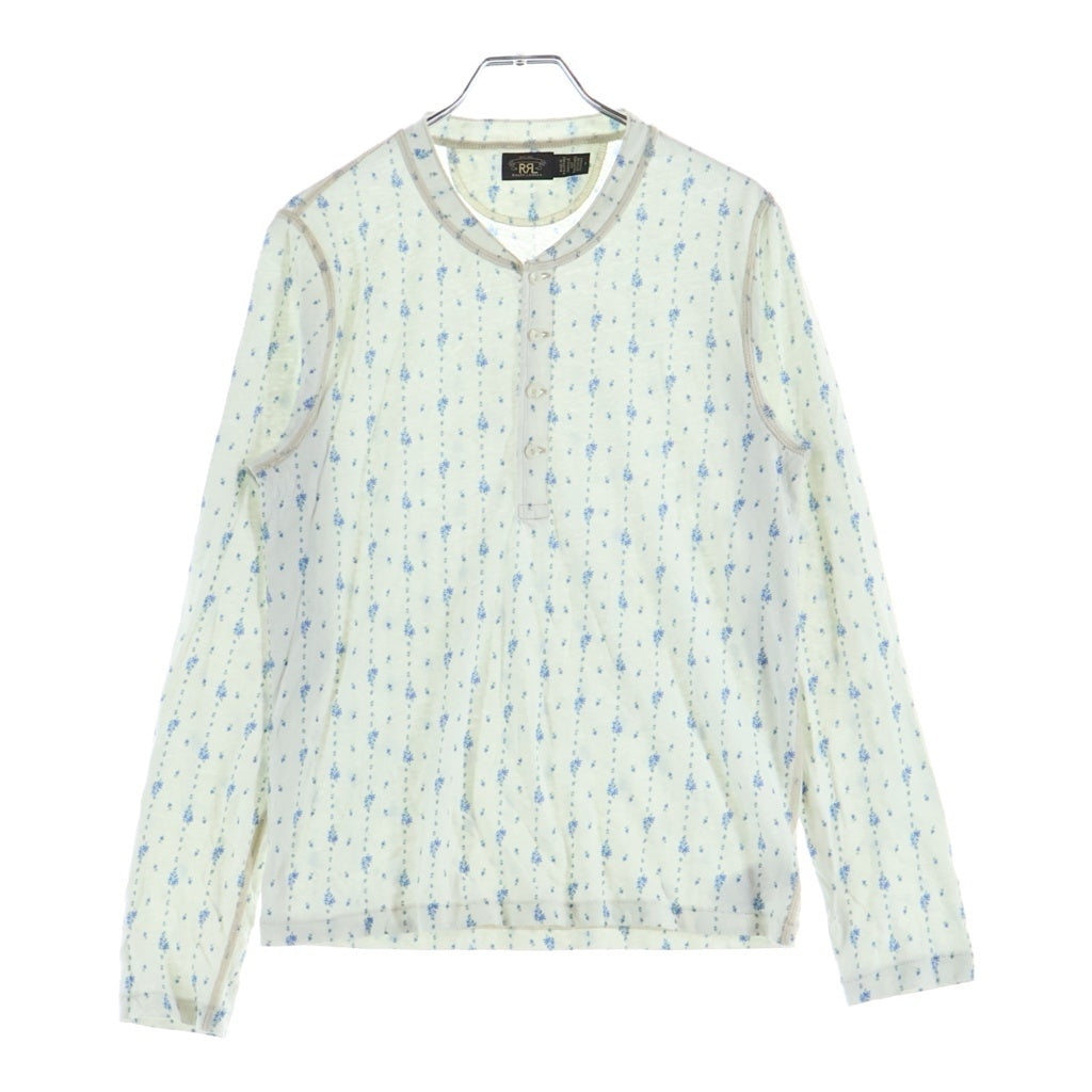 RRL(ダブルアールエル) フローラル リネンコットン ヘンリーネック長袖シャツ レディース ホワイト/ブルー 282P16978001