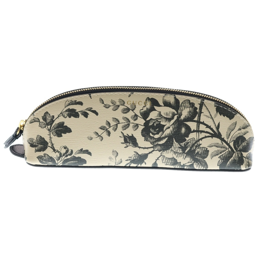 GUCCI(グッチ) ハーバリウム フローラルプリント ゴールド金具 レザー ペンケース ポーチ ベージュ 662130 534563 レディース