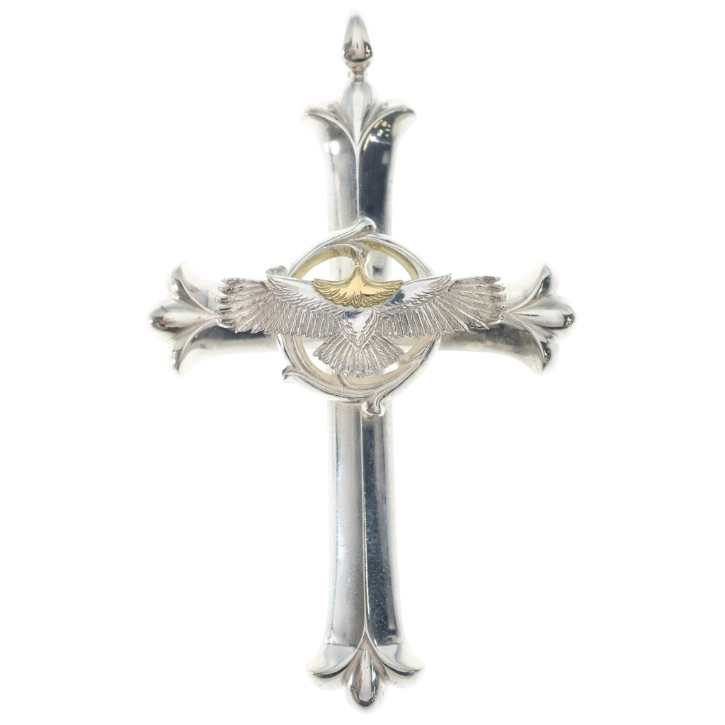 鷲見太郎(ワシミタロウ) CROSS PENDANT SOLID MEDICINE WHEEL EAGLE EG-05/K18 ソリッドメディシンホイール 頭金イーグル クロスペンダントトップ シルバー/ゴールド W-1CROSS-C33