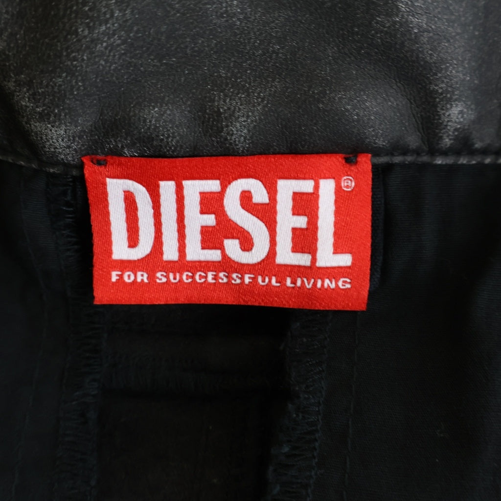 DIESEL(ディーゼル) 26AW DISTRESSED EFFECT FAUX LEATHER PANTS サイドジップ ディストレスト エフェクト フェイクレザー パンツ グレー A23026 0NJCJ