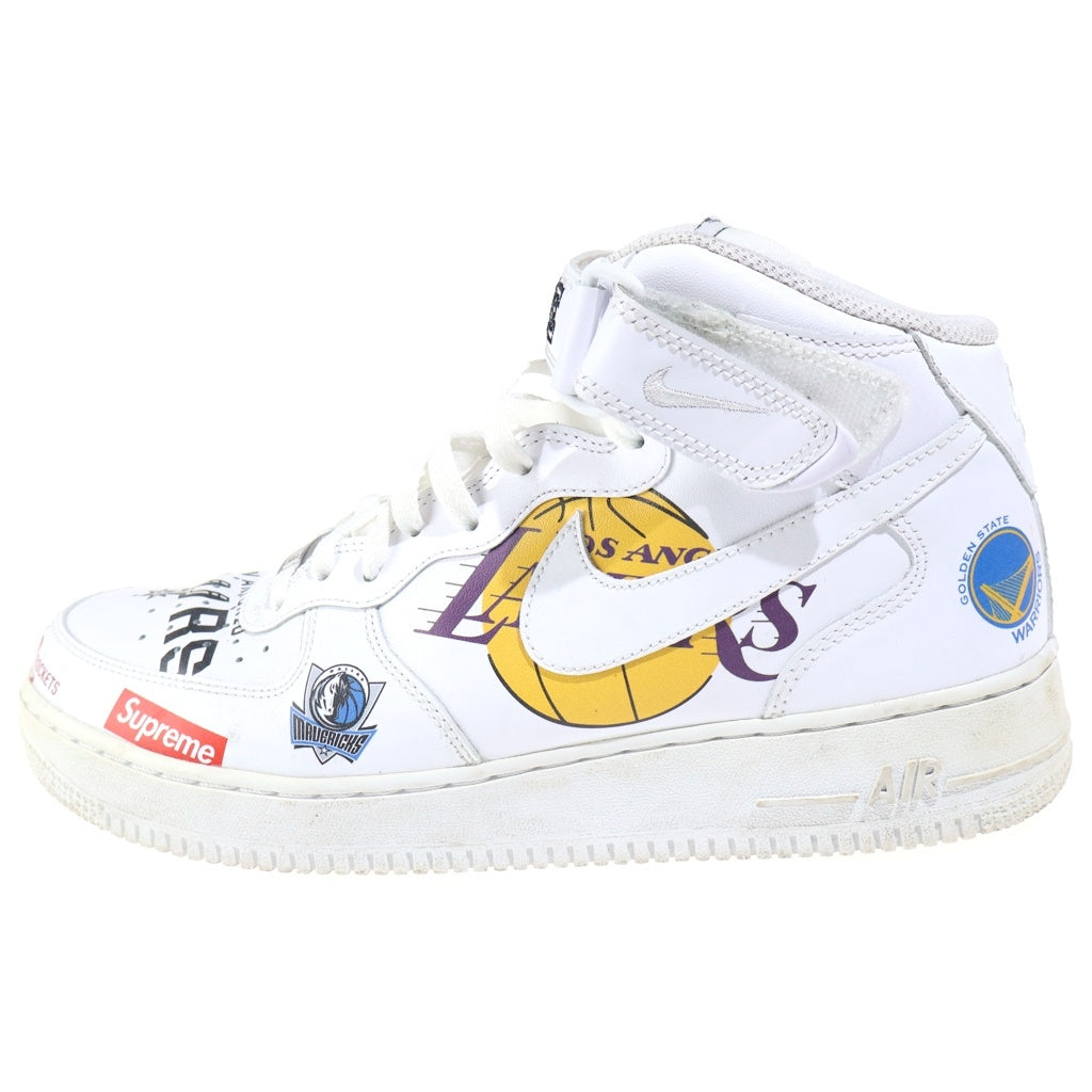 NIKE(ナイキ) ×NBA ×SUPREME AIR FORCE 1 MID '07 NBA シュプリーム エアフォース ミッドカットスニーカー ホワイト US10/28cm AQ8017-100