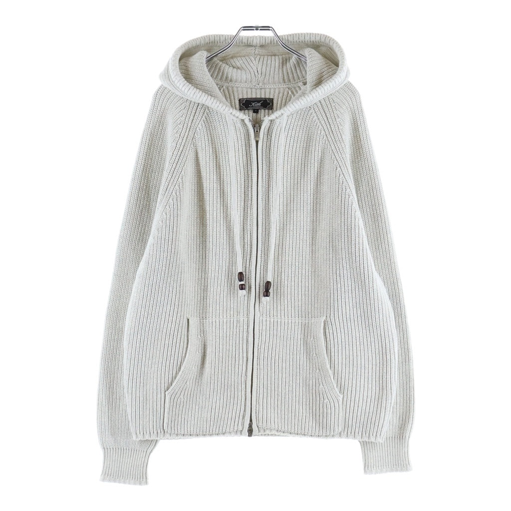 KITH(キス) Full Zip Knit Miles Hoodie ニットマイルズフーディ フルジップアップパーカー ライトグレー 26-080-060-0004