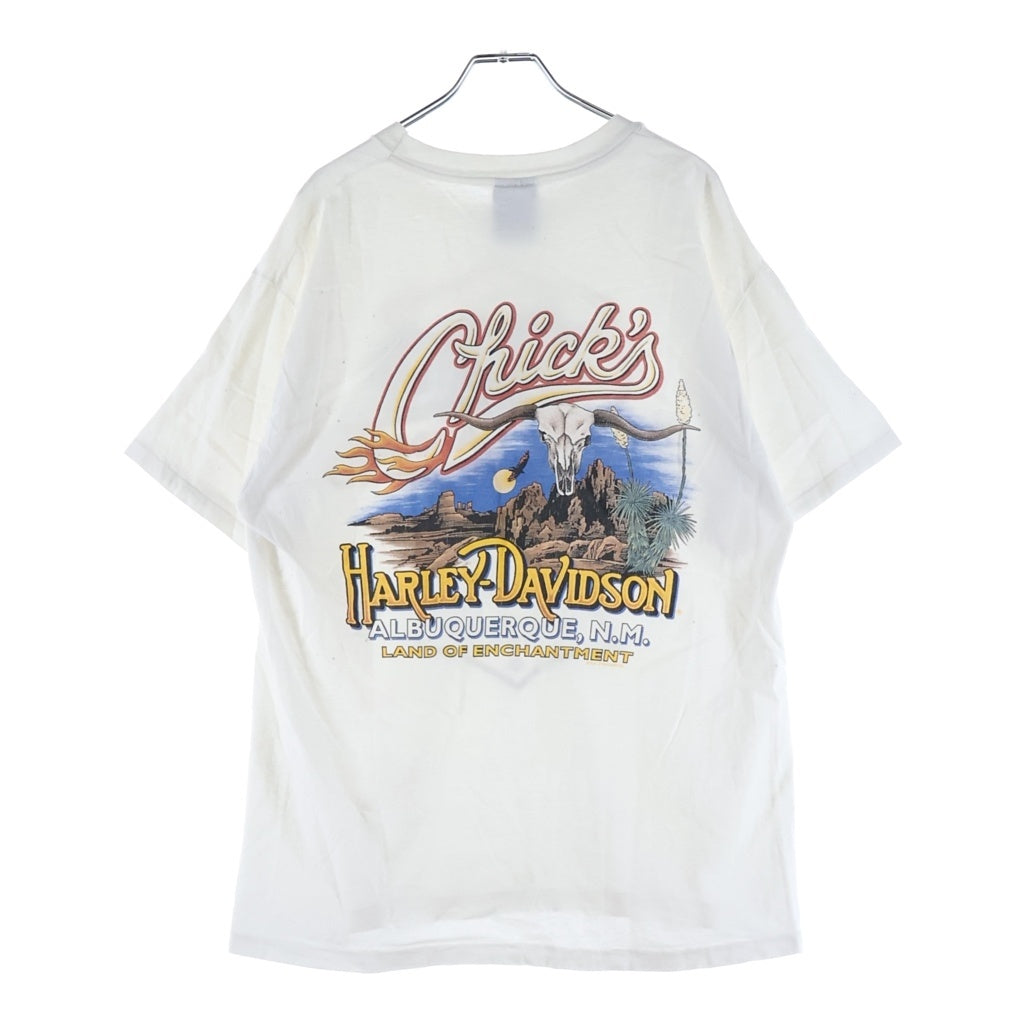 HARLEY DAVIDSON(ハーレーダビッドソン) 90S VINTAGE CHICK'S ヴィンテージ USA製 両面プリントTシャツ 半袖クルーネックカットソー ホワイト