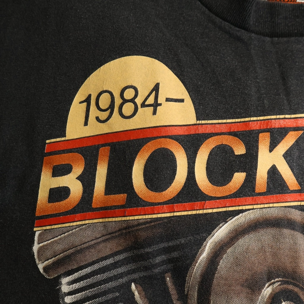 HARLEY DAVIDSON(ハーレーダビッドソン) 90S VINTAGE BLOCKHEAD 1991 ヴィンテージ USA製 バイク 両面プリントTシャツ 半袖クルーネックカットソー ブラック